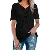 Vrouwen Casual Tops Cross Knoop Adempolyester Summer Summer Short Sleeve T-shirt voor Daily Street Wear Clothing L220705