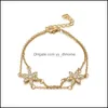 Anklets Jewelry 4 PCS 눈 발자 팔찌 세트 여성 패션 소녀를위한 술 펜던트 골드 Boho 발목 목걸이 체인 드롭 델리