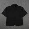 Ensembles de vêtements Robe d'école japonaise Tops Basic JK Uniforme Col pointu Chemise à demi-pli avant Blanc Noir Manches courtes Filles Student ShirtC