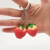 Large Size 3cm Strawberry Keychain Lover Bag Pendant Fruit Resin Keychains Accessories Promotional Samll Key Chain Gift Bulk Price