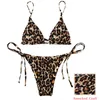 Бикини набор Halter Laceup Swimsuit Женщины леопардовые купальники для купальников -пляжная одежда бразильская стринга сексуальная женщина 220621