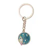 Keychains Key Cosmos Star Rocket Astronauts Drop Oil Round Card Key Ring Bag Pendant