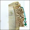 Chinese Style Products Arts Crafts Gifts Home Garden Wooden Comb Tassels Custom Lettering Genuine Natural Carved Green Sandalwood 6125372