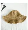 Breda brim hattar kvinnor mode raffia sol hatt floppy sommar halm kvinnlig strand panama mössa kupol hink femme skugga hatwide pros22