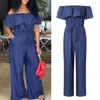 Damesjumpsuits Damesrompers Mode Casual Dames Effen Off-shoulder Lange Romper Jumpsuit Overall Breed L308F