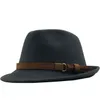 Nowe wełniane kobiety mężczyźni fedora czapka na zimową jesień elegancka lady gangster trilby poczuła, że ​​Homburg Church Jazz Hat 55-58 cm Regulated