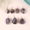 Irregular Natural Purple Crystal Stone Gold Plated Handmade Pendant Necklaces For Women Girl Party Club Jewelry With Chain