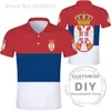 セルビア共和国ポロシャツDIY無料カスタムメイド名番号SRBIJA SRB TシャツSRPSKI Nation Flag SERBIEN COLLEGE PRINT CLOSSION 220702