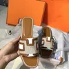 Dames slipper designer sandalen platte hiel doek echte lederen zomer vrouw schuifregelaars dame strand glijbanen schoenen met doos