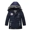 2022 New Winter Keep Warm Boys Jacket Long Style Fur Collar Fleece Thick Hooded Outerwear Jacket For Kids Children Windbreaker J220718