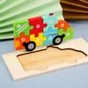 Gemälde Stile 3D Jigsaw Rätsel verschiedener Tierauto -Models Kinder Spiel Montessori Bildung Holz Kleinkind Spielzeug Geschenkpaints