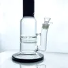 Narghilè in vetro borosilicato da 14 pollici con connettore a nido d'ape girandola perc 19mm (GB-462) nero