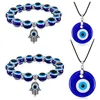 Turkiska djävul ögonhänge halsband för män kvinnor glas blå onda ögon pärlband smycken presenttillbehör bulk pris