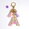 Fashion Soft Clay Elements A-Z 26 Letters Resin Keychain With Tassel Women Initial Letter Key Ring For Girls Handbag Ornaments