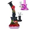 Unique Heady Glass Bongs Eye 3D Halloween Style Hookahs Water Pipes Showerhead Perc Octopus Oil Dab Rigs Beaker Bong Glow in the dark Wax Rigs With 14.4mm tobacco Bowl