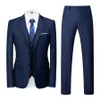 Laatste Jas Pant Designs Business Mannen Classic Pak Donkergrijs Formele Mannen Past Bruiloft Dragen Mannelijke Blazer Bruidegom Tuxedo 3 stuks