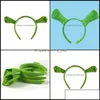 Autres fournitures de fête de fête Accueil Jardin Shrek Hairpin Ears Bandeau Head Circle Halloween Enfants Adt Show Hair Hoop Costume Ite5834023