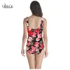 Moda retrò fiore rosa stampa 3D costume intero donna beachwear nuoto costume da bagno senza maniche costume da bagno sexy spiaggia 220617