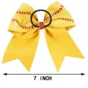 Titanium Sport Accessories Leather Baseball Cheer Bow for Girl Kid Handmade Glitter Softball Cheerleading Hair with Ponytail Hair C0609G02