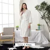 Women's Sleepwear Women Men Bath Robe Waffle Shower Nightgowns Male Female Bathrobe Long Woman Man Pajamas M-XLWomen's