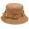 BERETS SOMMER Visor Sun Hat Classic Buckle Bucket Metal Solid Color Wide Brim Canvas Cap Sombreros de Sunscreen Panama Capsberets