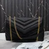 Chains Cross Body Bag Shoulder Bags Handbag Women Genuine Leather V Shaped Sewing Thread Metal Hardware Letter Sign Flap Hasp Clutch Purse Wallet High Quality