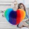 Portachiavi Simulazione Pelliccia Cuore Pom-Pom Portachiavi Amore Fuzzy Borsa Borsa Anello con ciondolo Palla soffice Adorabile San Valentino Portachiavi Fob Regalo di moda Eme