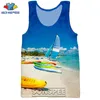 Sonspee 3D Print Palm Tree Summer Beach Sea Heren Tanktops Casual Fitness Bodybuilding Gym Spier Men Mouwloos Vest Shirt 220627