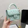 2022Ssw França Womens Vanity Bags Mini Flap Co Handle Lambskin Quilted Crush Ball Gold Metal Hardware Matelasse Chian Crossbody Bolsa Cosmética Bolsas 18cm