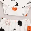 Kläder sätter 0-24m casual barn baby pojke flicka halloween pumpa tryck rund hals långärmad romper harem byxor hatt kostym 3pcsclothing