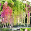 Sztuczna roślina Wisteria Kwiat Strona główna El Restauracja Ogród Wall Wiszące Wedding Arch Sufit Decoration Rattan DIY Drop Dostawa 2021 Decora