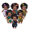 Brinquedo de bebê preto africano, olhos castanhos realistas e simulação de pele macia boneca de desenho animado mini menino menina menina presente 220505
