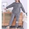 5XL 6XL Coral Fleece 2 st Warm Pyjamas Set Ladies 'Pyjamas Sleepwear Nightwear Women's Home Clothes Lounge Suit 140kg 220329