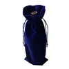 50 stks fluwelen wijnfles trekkoord tassen geschenk pouch velor bruiloft gunst houders tassen 15x36 cm blauwe wijnrood kaki