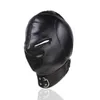 New Black Fetish Hood Copricapo Cuoio Zipper Completamente chiuso BDSM Bondage Maschera sexy Giocattoli per giochi per adulti Orecchio con spugna