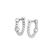 Hoopörhängen Huggie String of Beads Sterling Silver Jewelry for Woman Diy Wedding Present Party Make Up Accessories Hoop