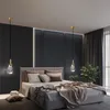 Cobre pingente de luz lustres quarto bedside luminárias decorativas retângulo ilha de cozinha cristal led pingente lâmpada de iluminação interna