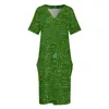 Plus size jurken wiskundelessen print jurk v nek geometrie kawaii vrouw street slijtage casual met zakken sizeplus