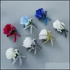 Decorative Flowers Wreaths Festive Party Supplies Home Garden White Red Man Cor For Groom Groomsman Silk Rose Flower Wedding Suit Boutonni