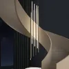 Black Stair Chandelier Lamp Modern Design Duplex Building Hall Corridor Stair Lighting Nordisk ny personlighet Lång LED -ljuskronor