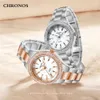 Cronos Watch Women's Watch con incrustaciones con inglés Mirador japonés Movimiento en vivo Womens Wristwatches