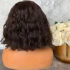 Lace Front Wigs Glueless Cut Short Bob Water Wave Dark Brown Synthetic Hair For Women Heat Resistant Fiber Natural Hairline