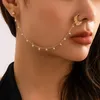 2022 Fashion Bohemia Punk Sexy Women's Fake Nose Piercing Nose Clip Small Ppearl Pendant Tassel Chain Earrings Party Jewelry