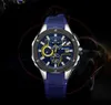 2053G Hot selling Men's Quartz watches 30M waterproof Multi -function chronograph Male sports silicone bracelet watch