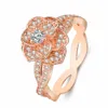 Rose Gold Silver Crystal Flor Ring Fashion Vintage Natural de zircão para mulheres Presente diariamente jóias finas