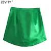 Zevity Femmes High Street Couleur Unie Fermeture À Glissière Latérale Sexy Mini Jupe Faldas Mujer Dames Léger Doux Décontracté Mince Chic Robes QUN765 W220426