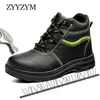 ZYYZYM Steel Toe Boots Boot Winter Plush Keep Warm Men Work Safety Shoes Antipiercing Protection Footwear Y200915