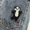 spring and summer super hot panda embroidery denim pants high waist light washed blue wide legs
