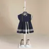 Baby Girls Dress Princess Plaid Summer Short Sleeve Simple Cotton Dress Party Birthday Baptism Dress for Girl Summer Dresses G220506