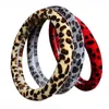 Leopard Print Plush Car Steering Wheel Cover For Most Steering Wheel Soft 3738 Cm 145 "15" Braided On Hand Bar Car Accessories J220808